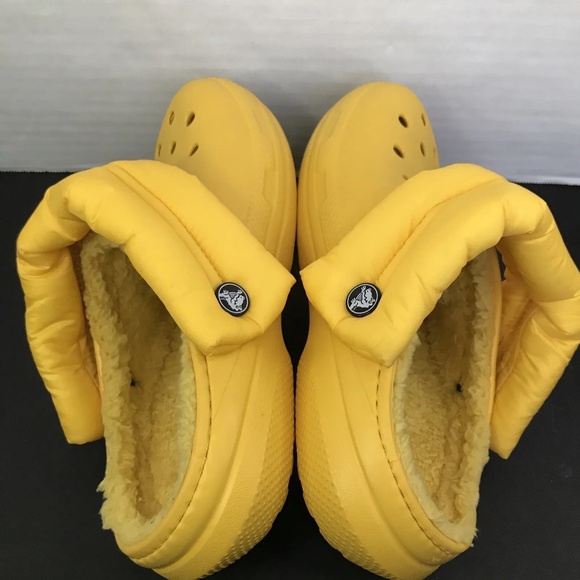 Crocs Classic Lined Neo Puff Crocband Clog Yellow Mens 5 Womens 7 Discontinued - Picture 9 of 13